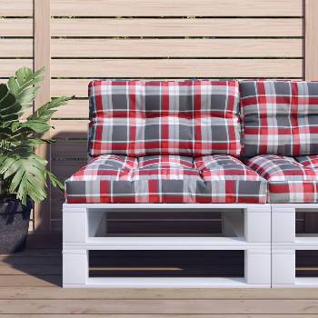 vidaXL Палетни възглавници, 2 бр, червено каре, текстил (360702)