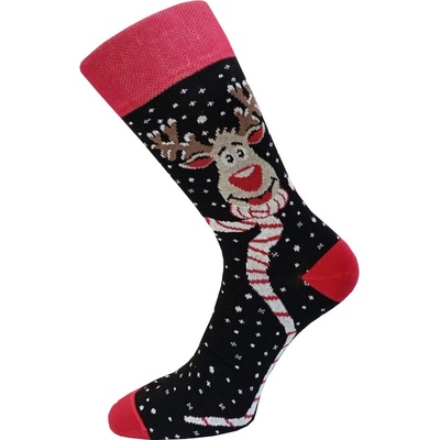VFstyle Vianočné ponožky HAPPY REINDEER čierne
