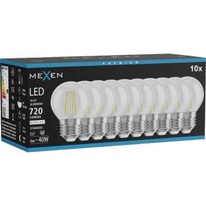 Mexen Vintis 10x LED нажежаема жичка крушка E27, G45, 6W, Неутрална - 4000K, 720 lm, (L156-E27-0640-00x10)