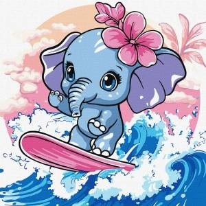 Ideyka Painting by numbers for children 25x25cm KHO1259 Summer. Elephant catches a wave AP0065