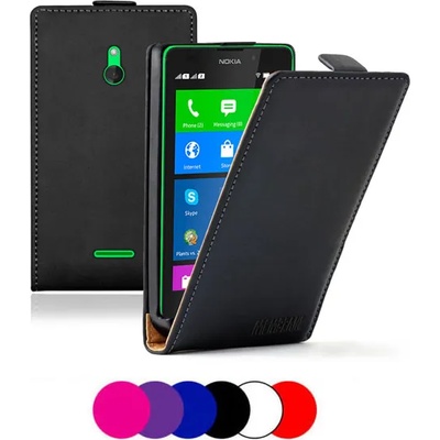 Nokia XL/Dual Флип2 Кожен Калъф + Протектор и Стилус