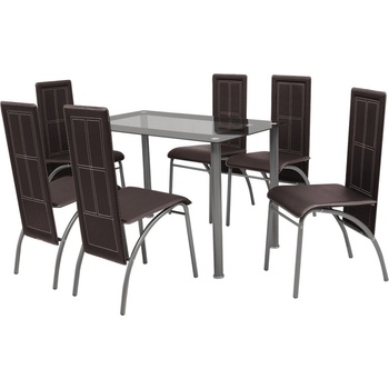 vidaXL Jedálenská súprava 7-dielna hnedá