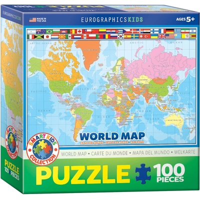 EUROGRAPHICS Пъзел Eurographics от 100 части - Карта на света (61001271)