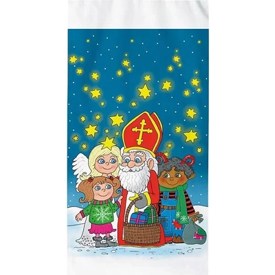 Mikulášske vrecko - mikuláš čert a anjel - nočná obloha 20 x 39 cm