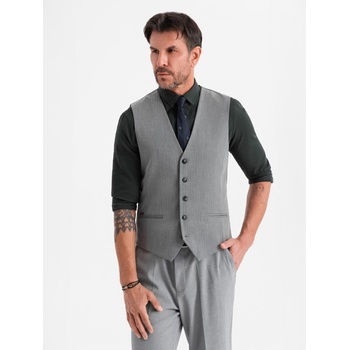 Ombre Clothing Елегантна мъжка светлосива жилетка SLIM FIT Ombre Clothing | Siv | МЪЖЕ | S