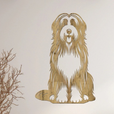dřevo života Dřevěný obraz Bearded Collie Rozměry (cm): 46x60, Zvolte barvu dekoru: Dub zlatý
