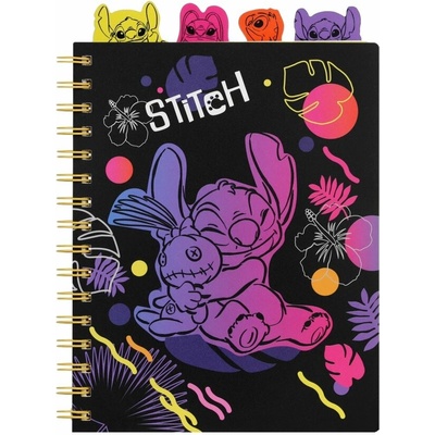 Coolpack Zápisník špirálový A5 so záložkami Stitch Black