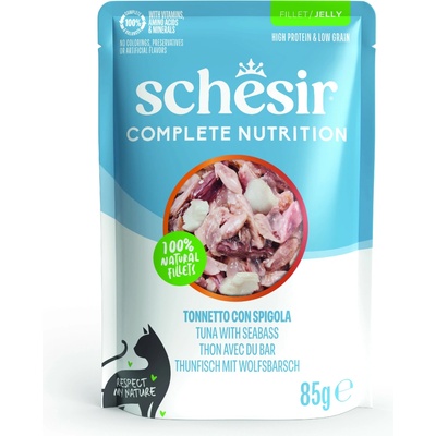 Schesir Cat Compl.Nutrit.Tuňák+moř.vlk želé, 85 g