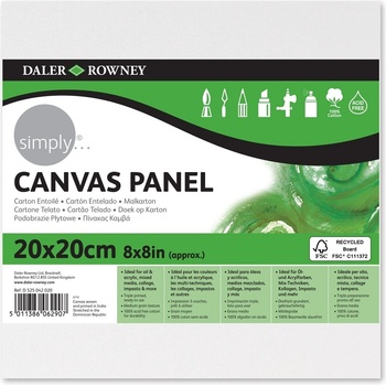 Image 1 of Daler Rowney Платно Simply Canvas Panel Medium Grain Simply White 20 x 20 cm 1 бр (525042020)