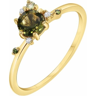 Eppi Cluster zásnubní prsten s vltavínem safírem a diamanty Rosa R47911