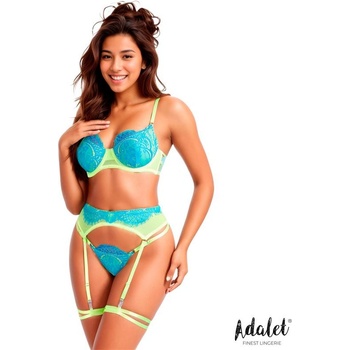Adalet Harlow Bra, Garter, Panties & Leg Ring Set Yellow & Blue L/XL