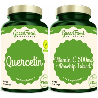 GreenFood Nutrition Quercetin + Vitamin C 500 mg Quercetin 90 kapsúl + Vitamin C 500 mg with Rosehip Extract kapsuly na posilnenie imunity 60 kapsúl