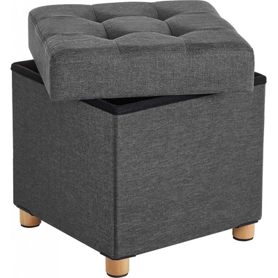 SongmicsHome Oto taburet s úložným prostorem na nožičkách 38 x 38 x 40 cm antracitová