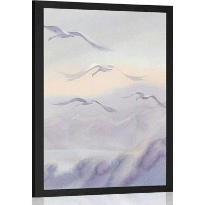 Plakát přelet ptáků přes krajinu - 60x90 no frame