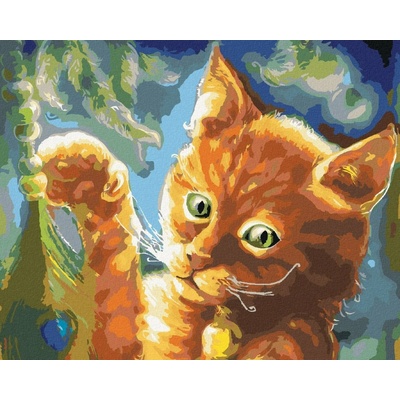 Zuty Malování Podle Čísel Fantasy Oranžová Kočka 80 x 100 cm Plátno Rám