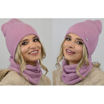 Fashionweek alpakový zimní set čepice komin ZIZI-AL2 růžovy