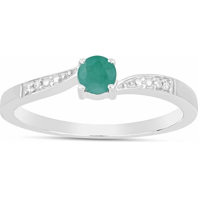 Nefertitis Prsten stříbrný s broušeným smaragdem a zirkony 015992 EM