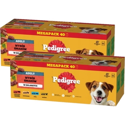Pedigree Adult Mix príchutí v želé s hovädzím kuracím jahňacím a hydinovým mäsom 80 x 100 g