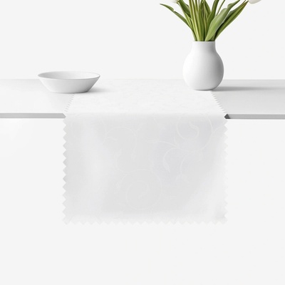 Goldea sviatočný behúň teflónový biely s veľkými ornamentmi 20x140cm