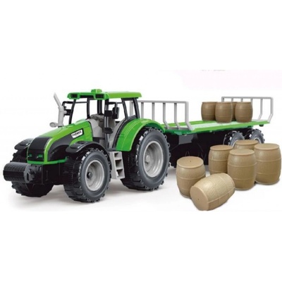 Alltoys Traktor s valníkom a sudami zelený