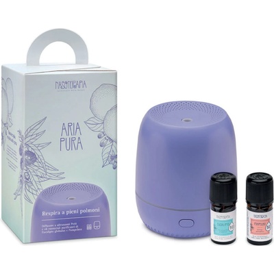 Nasoterapia sada ultrazvukový aroma difuzér Petit + 2 x esenciální olej fialová
