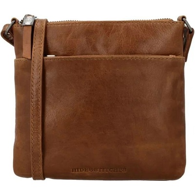 Hide & Stitches Hnědá čtvercová crossbody z pravé kůže „Milano“