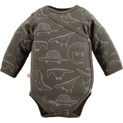 Eevi Body rozopínacie s dlhým rukávom ANIMALS khaki Dino