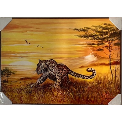 Bondecor Obraz "Levhart" - tisk na papír na MDF desku, 70 x 50cm