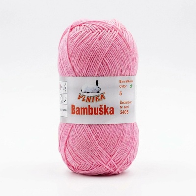 Vlnika Pletací / háčkovací příze BAMBUŠKA 05 růžová, klasická, bambusová, 50g/205m