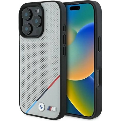 BMW M Perforated Tricolor Line MagSafe калъф за iPhone 16 Pro - сив (3666339323905)