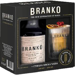 Branko (Бранко) Сливова ракия + Чаша Подаръчен комплект 700 мл