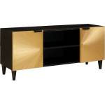 vidaXL ТВ шкаф Черен и златен 105 x 33 x 46 см Инженерна дървесина (4017828)