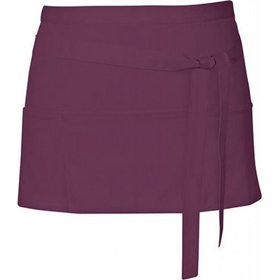 Link Kitchen Wear Krátká barmanská zástěra se třEma předníma kapsama Aubergine Pantone 5115 X983