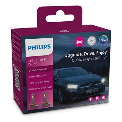 Крушка, LED, фар за дълги светлини PHILIPS H11, 12V, 20W, 6000K, 1800lm, 2 бр