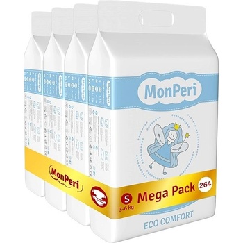 MonPeri Mega Pack 3-6 kg Eco Comfort S 264 ks