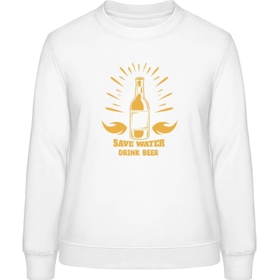 AWDis Sweat mikina Nápis Save Water Drink Beer Arktická bílá