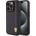 Ferrari PU Leather Carbon Vertical Red Line Case - дизайнерски кожен кейс за iPhone 15 Pro Max (черен)