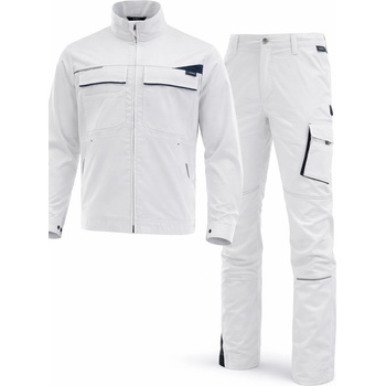 SARA Еластично работно облекло King Flex White | Комплект яке и панталон (1-04-015-combo-white)