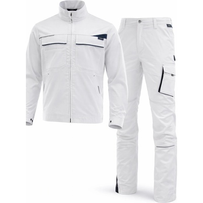 SARA Еластично работно облекло King Flex White | Комплект яке и панталон (1-04-015-combo-white)