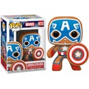 Funko Pop! Marvel Holiday Gingerbread Captain America 933 Bobble-Head Merch