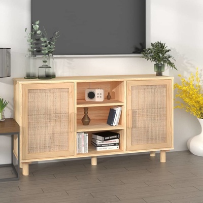 Nábytek XL Příborník hnědý 105x30x60 cm masivní borovice a přírodní ratan 345641