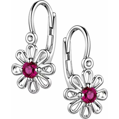 Zlaton Náušnice bílé zlato květina s rubínem 1.3g 1.4cm 000462603245