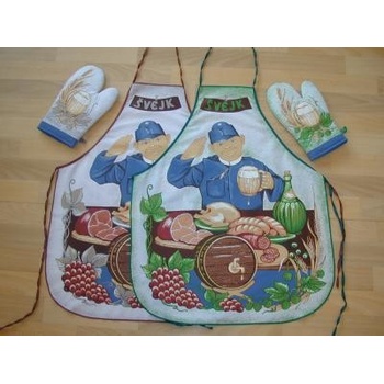 Forbyt Zástěra a chňapka Švejk komplet šedá