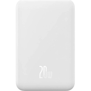 Baseus EnerFill FM41 Magnetic безжична бързозарядна преносима батерия 20000mAh, 20W, бяла + 60W USB Type-C, кабел 30 см (E0027U01)