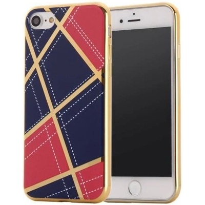 Pouzdro GeometricStyle se zlatými lemy na iPhone 7 a iPhone 8 - rose/tmavěmodré