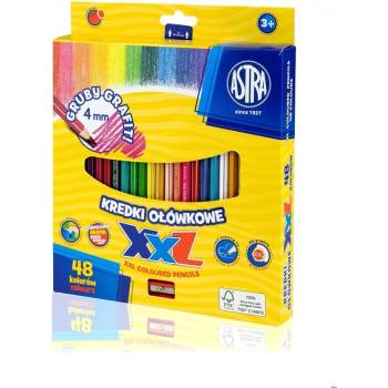 Astra Цветни моливи шестоъгълни xxl 48 броя + острилка (as312120006)