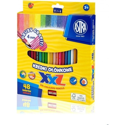 Astra Цветни моливи шестоъгълни xxl 48 броя + острилка (as312120006)