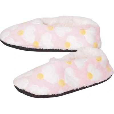 Дамски пантофи-балеринки в розово със сърца и точки