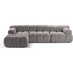 Micadoni Светлосив модулен ъглов диван от букле (ляв ъгъл) Bellis - Micadoni Home (MIC_SET5L_213_F1_BELLIS3)