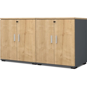 TopMebel Шкаф за офис документи Venturo TopMebel от меламин в антрацит - дъб 160x40x80cm
